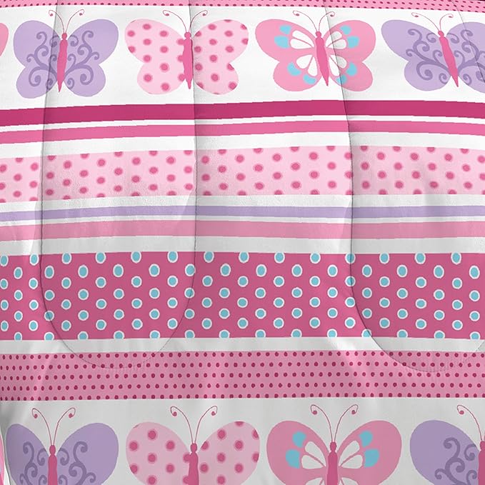 Dream Factory Butterfly Dots Ultra Soft Microfiber Girls Comforter Set, Pink, Twin