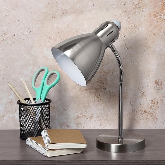 Simple Designs LD1037-BSN Semi-Flexible Desk Lamp, Brushed Nickel (Pack of 6)