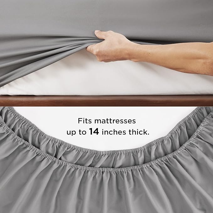 Bedsure Twin Comforter Set - 5 Pieces Solid Twin Bed in a Bag, Twin Bed Set Grey with Quilted Warm Fluffy Comforters, Sheets, Pillowcase & Sham