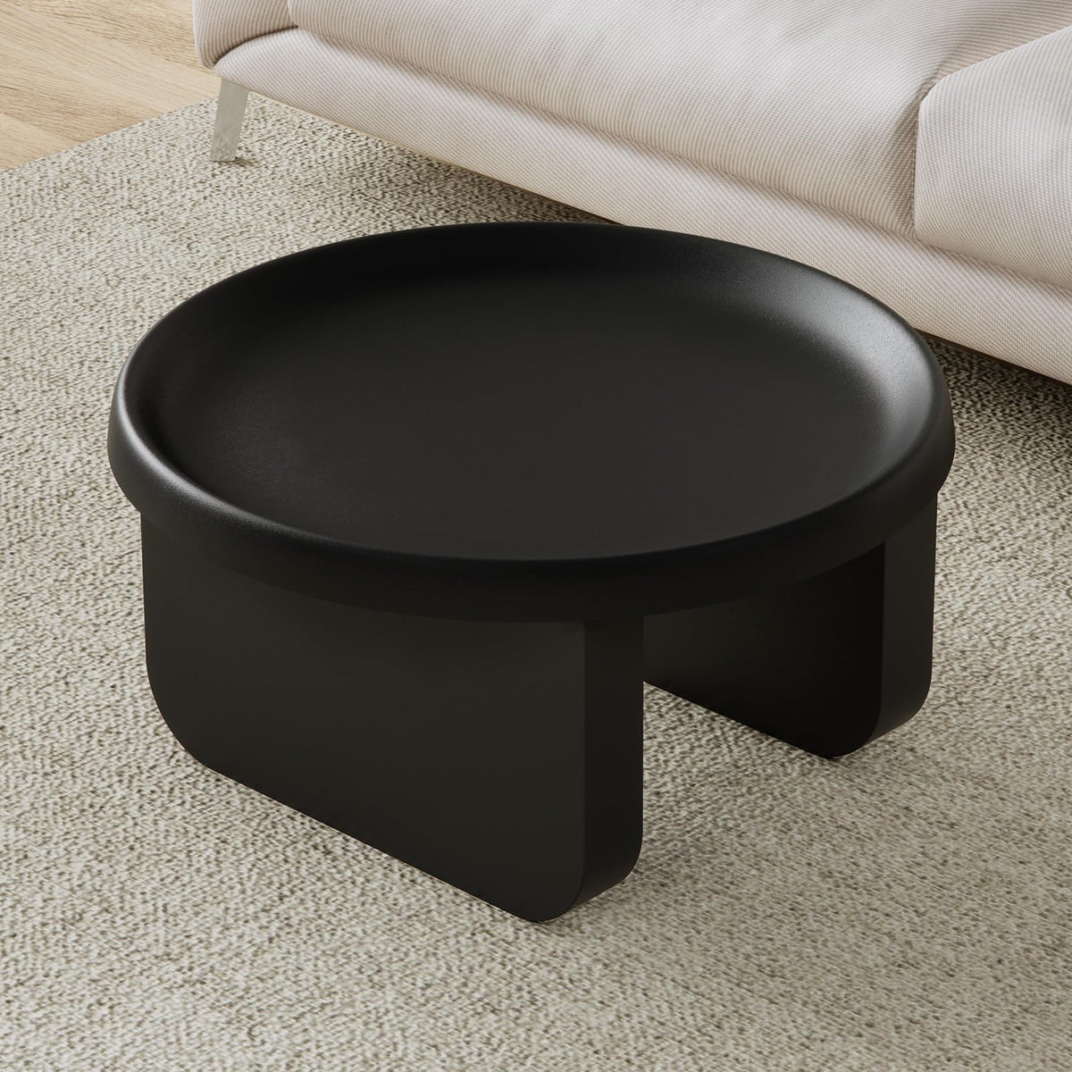 Round Coffee Table,Modern Coffee Table,Unique Circle Coffee Tables,Metal Center Table for Living Room (Black, 29.5 x 16.5)