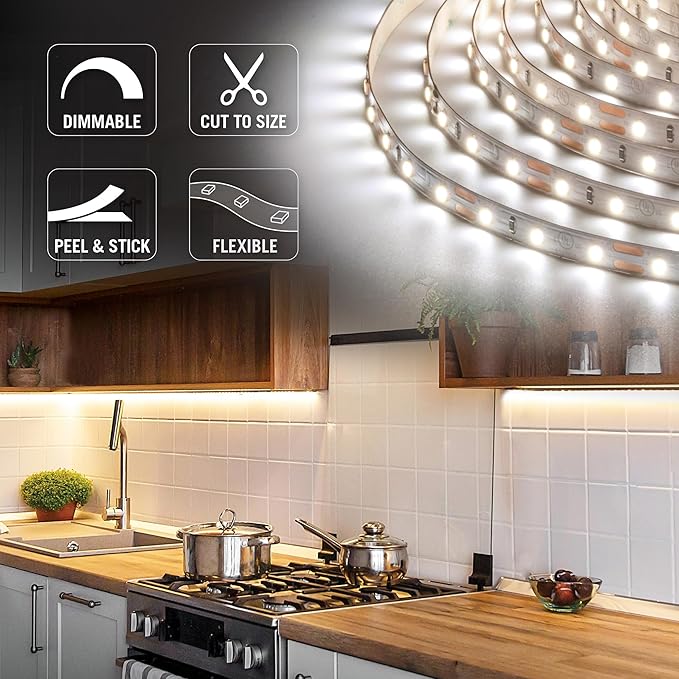 Armacost Lighting 142250 Ribbon Flex Pro Tape Light 60 LEDs/m, Soft Bright White 3000K 32.8 ft. Professional Grade LED Strip Lights & 566021 White/Single Color LED Wire to Tape Connector - 18 Pk