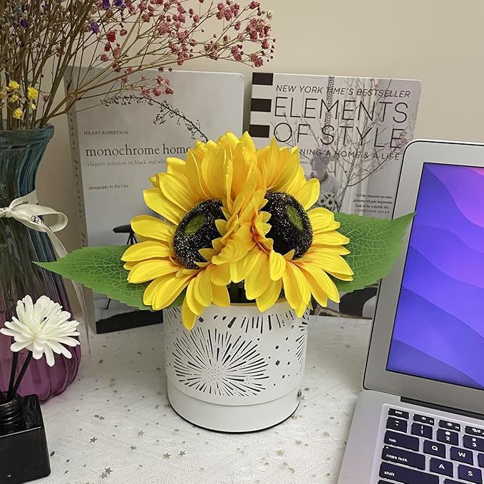 Sunflowers Lamp Touch Lam Artificial LED Sunflower Flowers with Glass Vase Table Lamp Night Light for Home Office Decor House Decorations Gift Idea - Rechargeable (Starry Sky Sunflower)