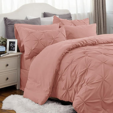 Bedsure Full Size Comforter Sets - Bedding Sets Full 7 Pieces, Bed in a Bag Bed Sets with Comforter, Sheets, Pillowcases & Shams, Adult & Kids Bedding (Dusty Pink)