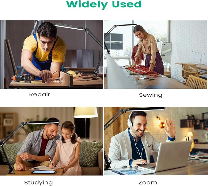 Swing Arm Desk Lamps for Architect Drafting or Computer Light, LED Bar Clamp Lamp