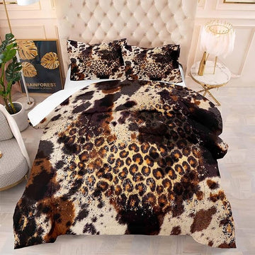 Tailor Shop Cow Print Comforter Sets for Boys Kids Teens,Leopard Comforter Set King Size Cow Print Bedding Sets,Leopard Print Comforter with 1 Comforter 2 Pillowcase…