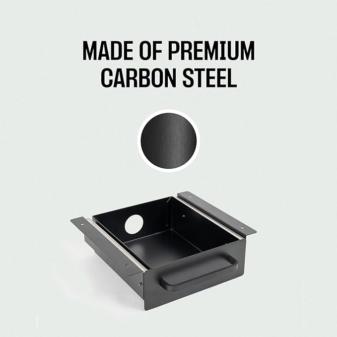 Storage Drawer - Carbon Steel Underdesk Drawer Slide Out, 17.7 x 12 x 4 in, Matte Black - Premium Quality, Ergonomic Organization, Cable Management, Versatile Sizes, Luxe Extras