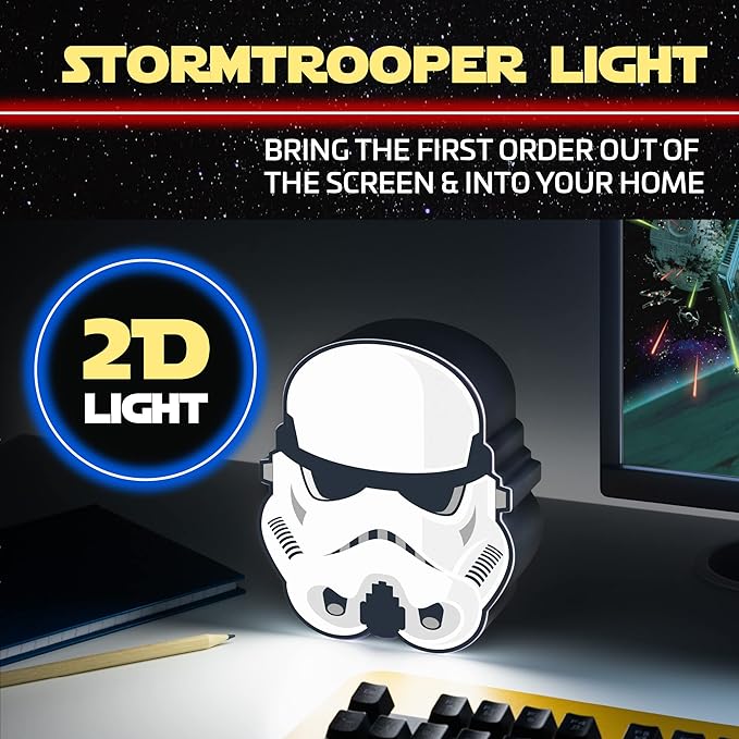 Paladone Star Wars Officially Licensed Stormtrooper Action Figure Icon Light, 6.3-inch Trooper Helmut Night Light, Bedroom Décor Desk Lamp, Toy