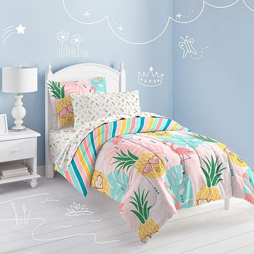 dream FACTORY Pineapple Comforter Set, Full, Pink,2A863602PK
