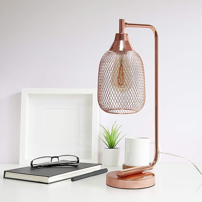 Elegant Designs LD1060-RGD Mesh Wire Table Lamp, Rose Gold