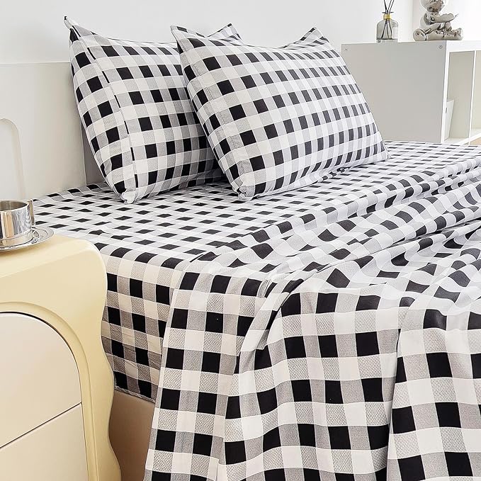 7 Piece Kids Panda Comforter Set Full Size - Black White Cute Panda Bedding Set Bed in A Bag for Girls Boys Teens - Soft Comfortable Machine Washable Bed Set