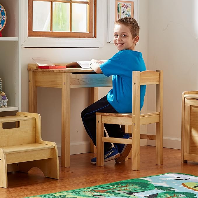 Melissa & Doug Wooden Lift-Top Desk & Chair - Honey