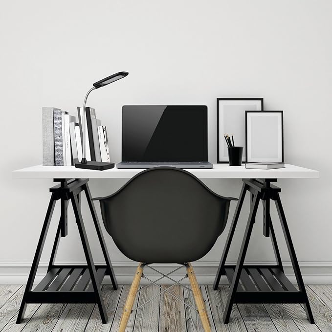 Globe LED Integrated Desk Lamp, Black, Chrome Gooseneck
