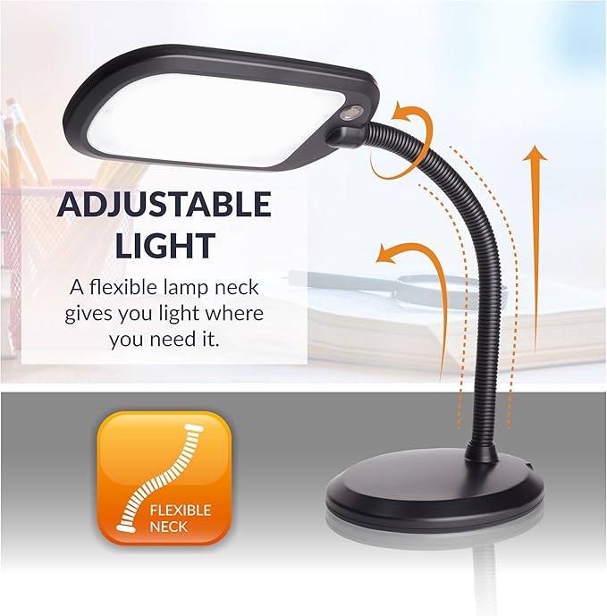 Newhouse Lighting NHDK WH Eos Reading & Craft Table LED Desk Lamp, Dimmable &Light Color Adjustable, Gooseneck Task Light, Black (NHDK-EO-BK)