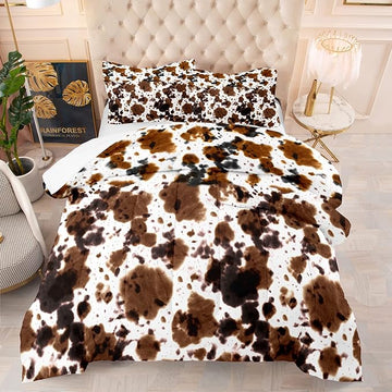 Tailor Shop Cow Print Bedding Sets,Kids Twin Bedding Set,Cow Print Comforter Set for Boys Teens Girls,Black White Queen Soft Microfiber Cowhide Bedding Set with 1 Comforter and 1 Pillowcases…