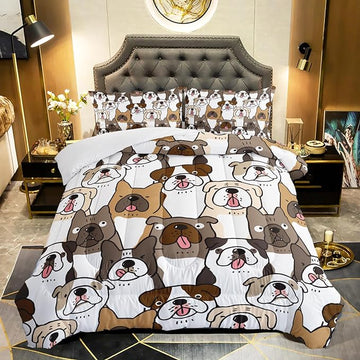 Kawaii Dog Comforter Full Size,Dogs Comforter Set for Kids Teens Girls Boys,3Pcs Bedding Set Printed Comforter with 2 Pillowcases,Down Alternative,Soft and Lightweight，Full Size