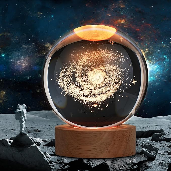 Large 3D Galaxy Crystal Ball Night Light, Crystal Lamp 16 Color Changing with Remote Control for Bedroom Decor, Birthday Gift for Teens Boys and Girls, Galaxy Model