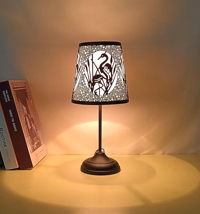 Flamingo Touch Lamp with Dimmable Touch Switch,Black Metal Cutout Shade, Flamingo Decortion Desk Lamp