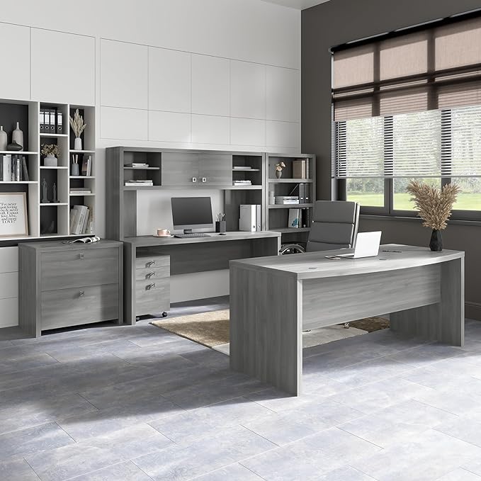 Bush Business Furniture Echo L Shaped Computer Desk, 72W, Modern Gray