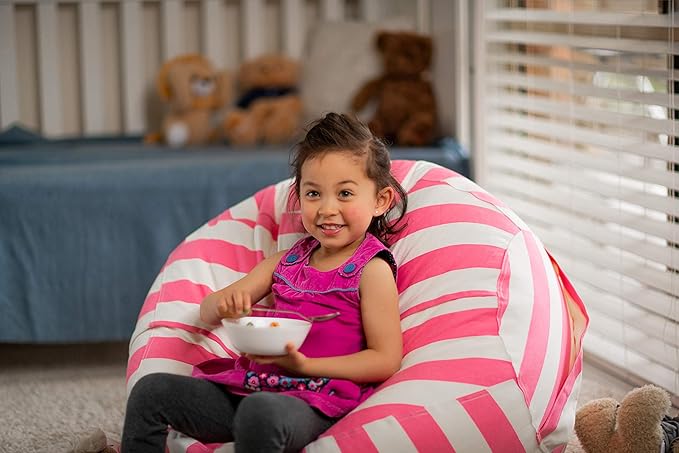 Wekapo Stuffed Animal Storage Bean Bag Chair Cover for Kids | Stuffable Zipper Beanbag for Organizing Children Plush Toys Large Premium Cotton Canvas (Pink, X-Large)