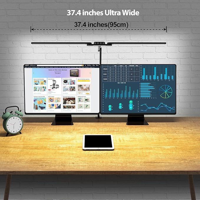 Transformable LED Desk Lamp, 37.4" Architect Desk Light with Clamp, 3 Light Bars for Home Office, 24W Ultra Bright Auto Dimming 5 CCT Modes & 5 Brightness Levels Table Light for L Shaped Desk