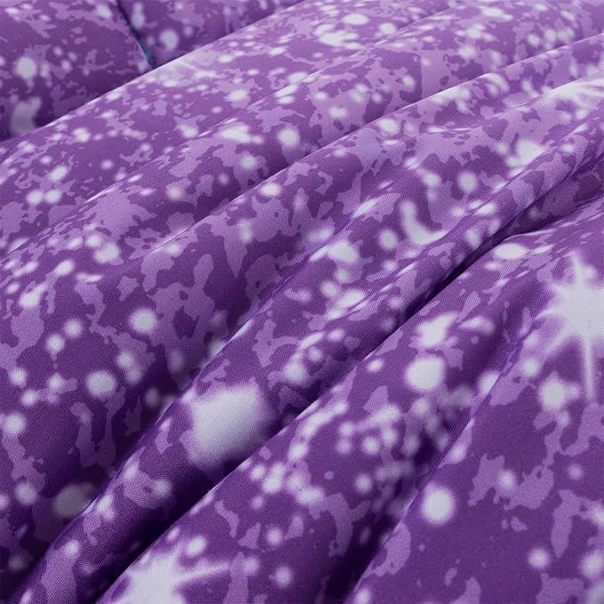 Holawakaka Kids Space Star Glitter Comforter Set Queen Size Girls Ombre Blue & Purple Print Gradient Teens Bedding Set Teens Galaxy Bed Sets (Blue Purple, Queen)
