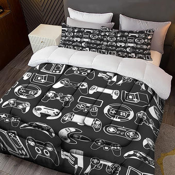 Sunnycitron Gamer Comforter Set for Boys Gaming Bed Comforter Sets Gamer Bedding Sets Boys Gaming Comforter Sets Full Size Bed Set Teen Boy Room Decor,1 Comforter 2 Pillowcases