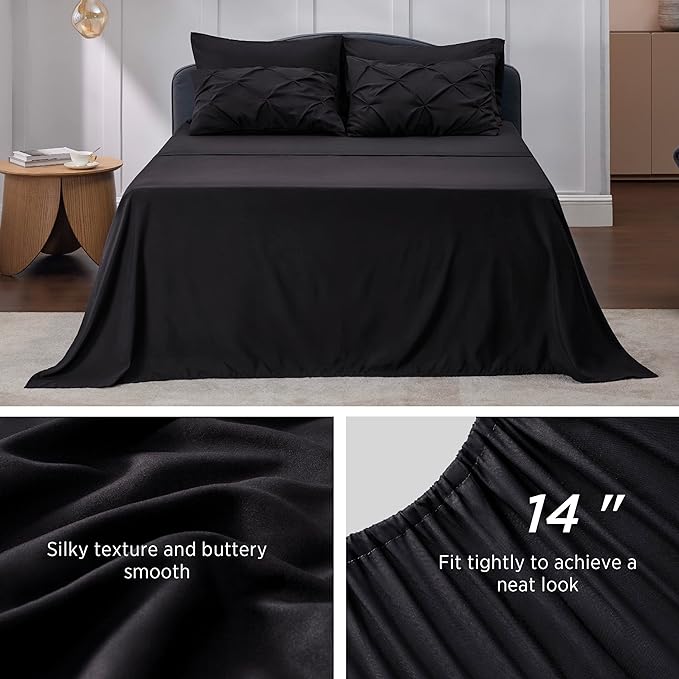 Bedsure Full Size Comforter Sets - Bedding Sets Full 7 Pieces, Bed in a Bag Black Bed Sets with Comforter, Sheets, Pillowcases & Shams, Adult & Kids Bedding