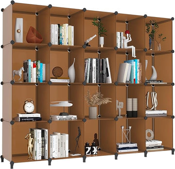 HOMIDEC 20-Cube Storage Organizer, Closet Organizer Storage Shelf Bookcase Bookshelf with Metal Hammer, Storage Cubes Organizer Cabinet for Kids, Closet, Bedroom, Bathroom