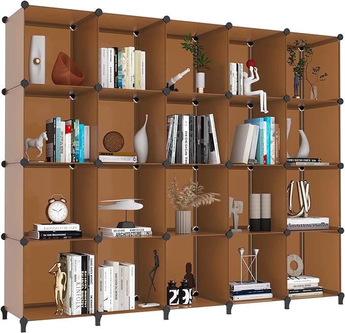HOMIDEC 20-Cube Storage Organizer, Closet Organizer Storage Shelf Bookcase Bookshelf with Metal Hammer, Storage Cubes Organizer Cabinet for Kids, Closet, Bedroom, Bathroom
