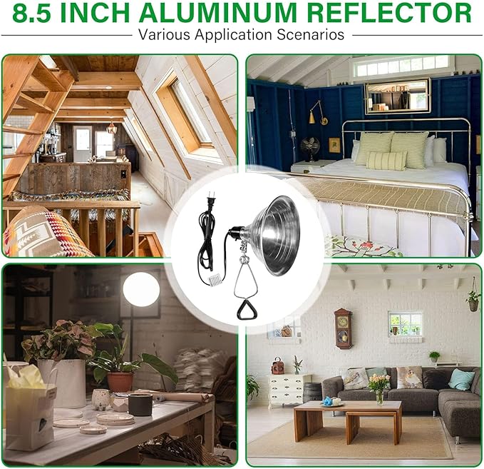 Simple Deluxe Clamp Lamp Light 150 Watt with 8.5 Inch Aluminum Reflector (no Bulb Included), 6 Feet Cord, 1 Pack, Black, New Version