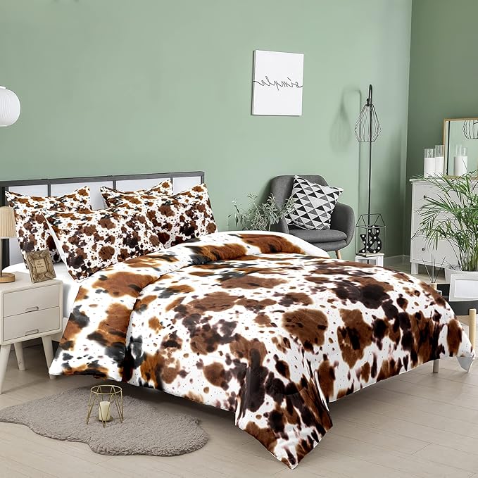Tailor Shop Cow Print Bedding Sets King Size,Cow Print Comforter Set for Boys Teens Girls,Black White Queen Soft Microfiber Cowhide Bedding Set with 1 Comforter and 2 Pillowcases…