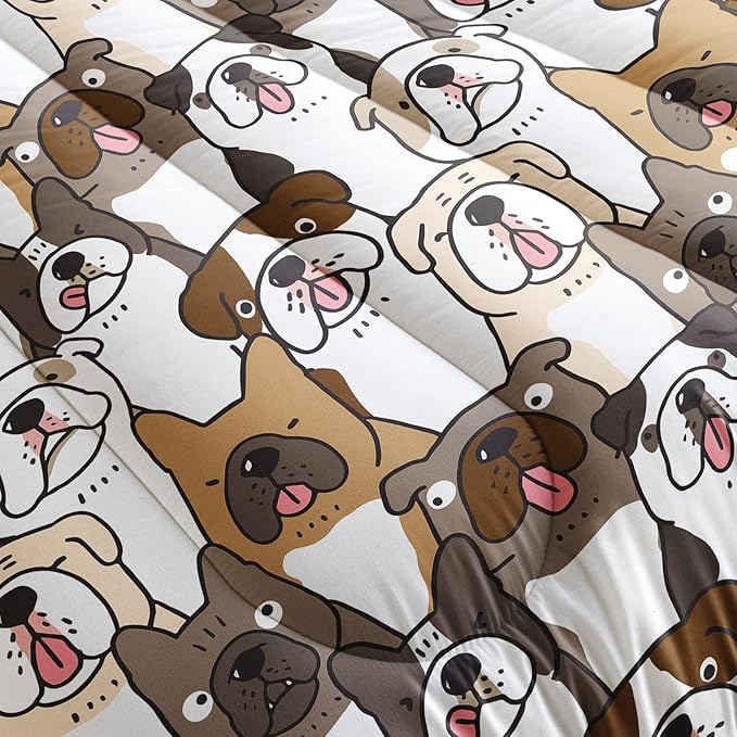 Kawaii Dog Comforter Twin Size,Dogs Comforter Set for Kids Teens Girls Boys,3Pcs Bedding Set Printed Comforter with 2 Pillowcases,Down Alternative,Soft and Lightweight，Twin Size