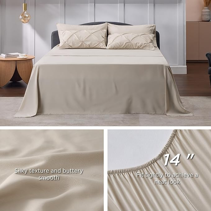 Bedsure Full Size Comforter Sets - Bedding Sets Full 7 Pieces, Bed in a Bag Beige Bed Sets with Comforter, Sheets, Pillowcases & Shams