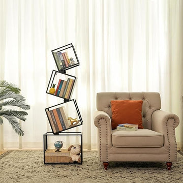 Bookshelf 2024 NEW, 4-Tier Bookshelves, 49.2" Tall Black Bookshelf, Book Shelf, Bookcase, Modern Bookshelf, Storage Shelves for CDs/Books/Collections, Display Shelf, Livingroom, Bedroom, Office