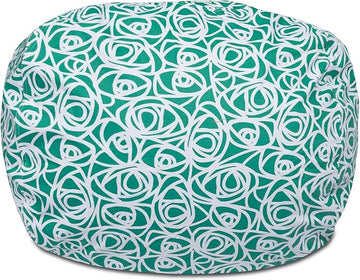 Posh Creations Structured Comfy Bean Bag Chair for Gaming, Reading, and Watching TV, 100in Round Classic Bean Bag, Canvas - Roses Mint