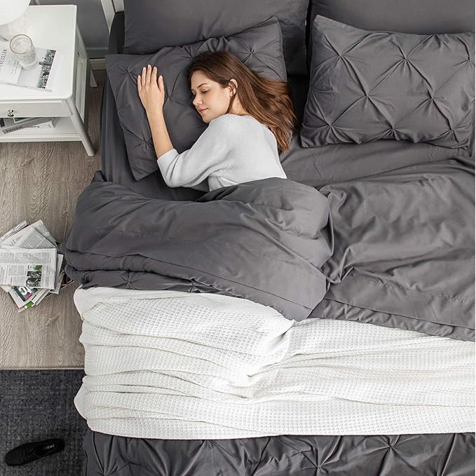 Bedsure Full Size Comforter Sets - Bedding Sets Full 7 Pieces, Bed in a Bag Dark Grey Bed Sets with Comforter, Sheets, Pillowcases & Shams, Adult & Kids Bedding