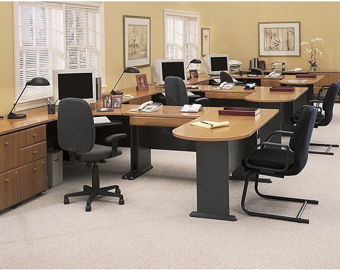 Bush Business Furniture Series A 48W Computer Desk in Natural Cherry and Slate, Small Office Table for Home or Professional Workspace