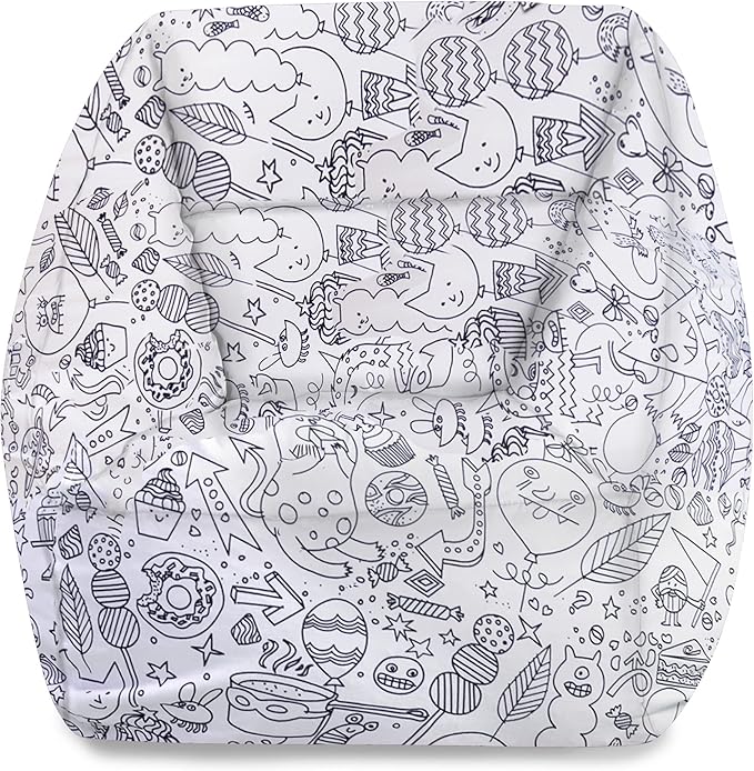 Posh Creations Structured Comfy Bean Bag Chair for Gaming, Reading, and Watching TV, Coronado Chair, Canvas Coloring Fabric - Creatures