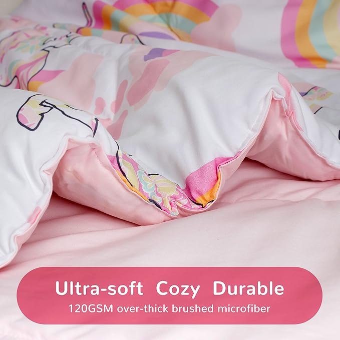 SLEEP ZONE Kids Twin Bedding Comforter Set - Super Cute & Soft Kids Bedding 5 Pieces Set with Comforter, Sheet, Pillowcase & Sham (Pink Unicorn)
