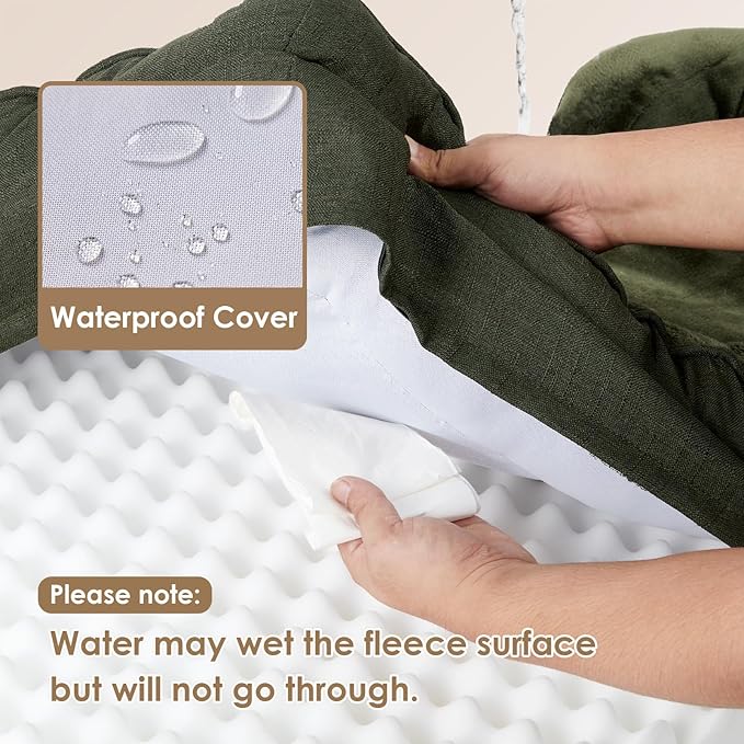 EHEYCIGA Orthopedic XL Dog Beds, Waterproof Memory Foam Dog Bed for Extra Large Dogs, Non-Slip Bottom and Egg-Crate Foam Big Dog Couch Bed with Washable Removable Cover, Dark Green