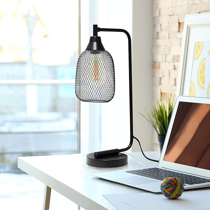 Elegant Designs LD1060-BLK Mesh Wire Table Lamp, Matte Black