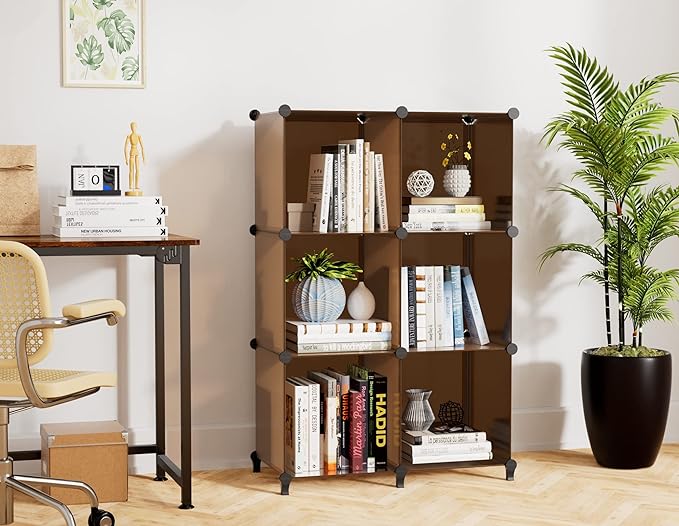 6-Cube Storage Organizer, Closet Organizer Storage Shelf Bookcase Bookshelf with Metal Hammer, Storage Cubes Organizer Cabinet for Kids, Closet, Bedroom, Bathroom, (11.8x11.8x11.8 inch)