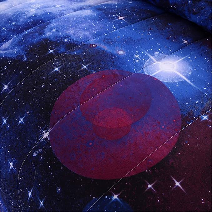 A Nice Night Galaxy Bedding Sets Outer Space Comforter 3D Printed Space Quilt Set King Size,for Children Boy Girl Teen Kids - includes 1 Comforter, 2 Pillow Cases