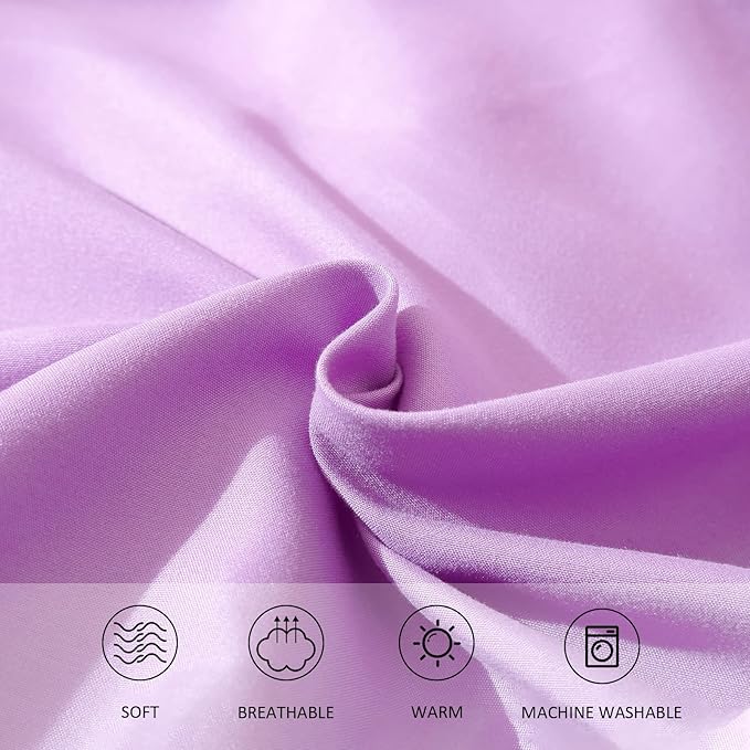 Lavender Purple Comforter Twin Size, Modern Bedding Set for Girls/Women, Cute Soft & Lightweight Chic Microfiber Bed Sets, 2pc- 1 Comforter & 1 Pillowcase (66x90 Inches)