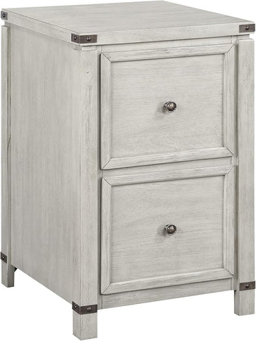 OSP Home Furnishings Designs Baton Rouge 2 Drawer File Cabinet with Rustic Design and Metal Accents, Champagne Oak