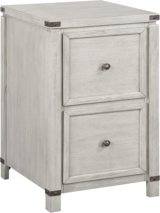OSP Home Furnishings Designs Baton Rouge 2 Drawer File Cabinet with Rustic Design and Metal Accents, Champagne Oak
