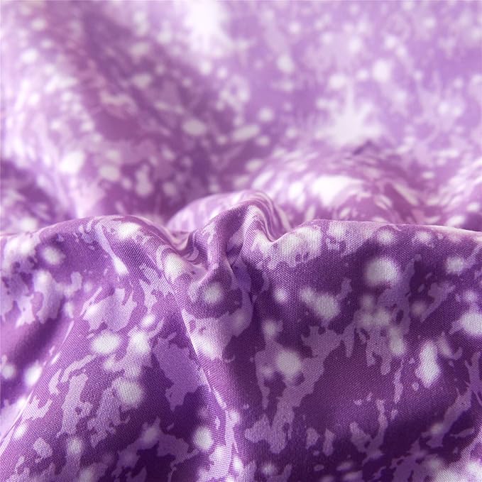 Holawakaka Kids Space Star Glitter Comforter Set Ombre Pink Purple Print Gradient Bedding Set Queen Size (Pink Purple, Queen)……