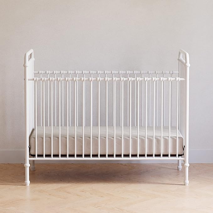 Namesake Abigail 3-in-1 Convertible Metal Crib in Washed White, Greenguard Gold Certified