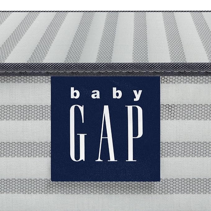 Delta Children babyGap Tate 4-in-1 Convertible Crib TrueSleep Crib and Toddler Mattress (Bundle), Bianca White/Natural