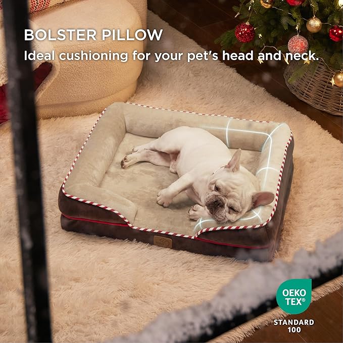 Bedsure Orthopedic Dog Bed for Medium Dogs - Waterproof Dog Sofa Beds Medium, Supportive Foam Pet Couch Bed with Removable Washable Cover, Waterproof Lining and Nonskid Bottom, Brown